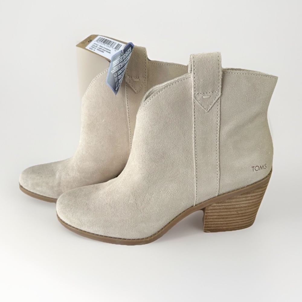 TOMS Constance Suede Booties Light Sand Round Toe Women’s Size 9